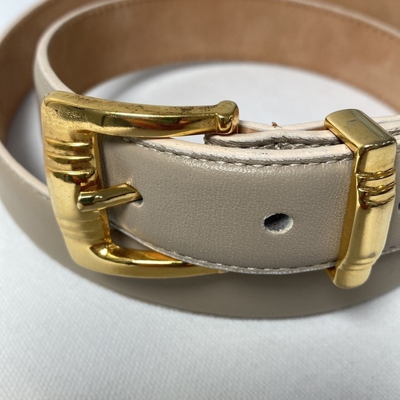 Talbots Tan Genuine Leather Belt Gold Buckle Women's Medium - Picture 2 of 7